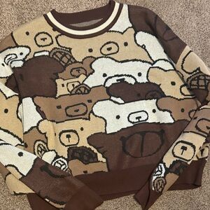 SHEIN Brown Bear Pattern Sweater